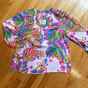 NWT Lily Pulitzer Elsa Silk Blouse. Size XL.